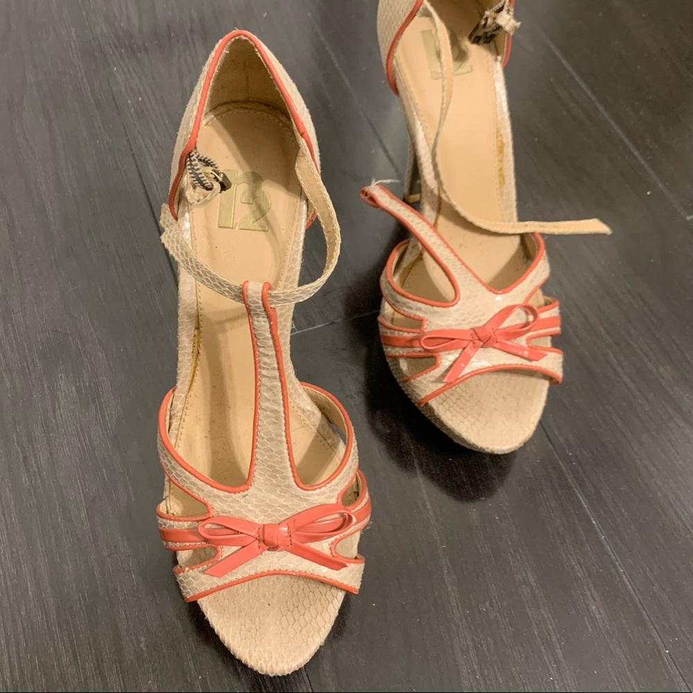 orange tan strap heels